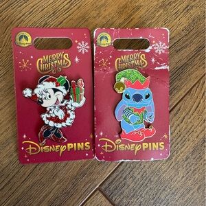 Disney Pins Holiday Minnie and Stitch Pins